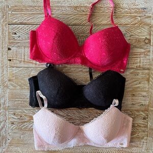 Jessica Simpson Lace Bras - Red, Black, Pink